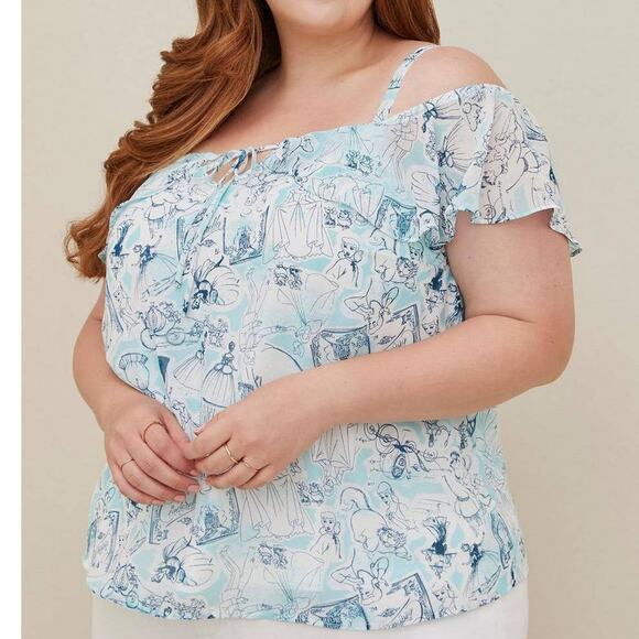 Torrid 2 Disney Princess Beautiful Cinderella Off Shoulder‎ Ruffle Castle Top - Picture 1 of 4